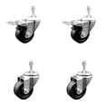 thumbnail image 1 of 3 Inch Phenolic Swivel 3/8 Inch Threaded Stem Caster Set 2 Total Lock Brake SCC, 1 of 2