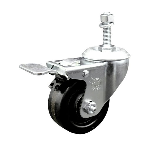 3 Inch Phenolic Swivel 3/8 Inch Threaded Stem Caster with Total Lock Brake SCC