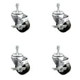 thumbnail image 1 of 3 Inch Phenolic Wheel Swivel 10mm Threaded Stem Caster Set with Brake SCC, 1 of 2