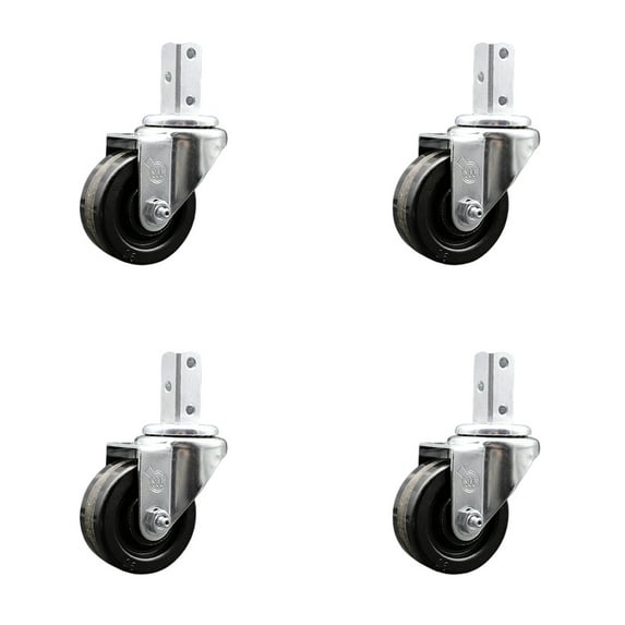 3 Inch Phenolic Wheel Swivel 3/4 Inch Square Stem Caster Set Service Caster