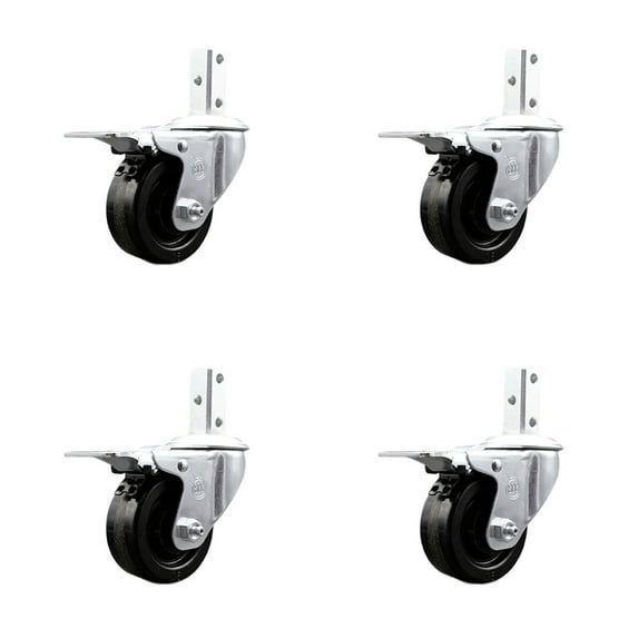 3 Inch Phenolic Wheel Swivel 3/4 Inch Square Stem Caster Set Total Lock Brake