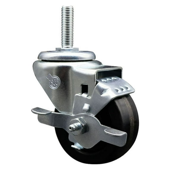 3 Inch Phenolic Wheel Swivel 3/4 Inch Threaded Stem Caster with Brake SCC