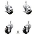 thumbnail image 1 of 3 Inch Phenolic Wheel Swivel 3/8 Inch Threaded Stem Caster Set 2 Brakes SCC, 1 of 2