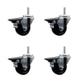 thumbnail image 1 of 3 Inch Phenolic Wheel Swivel 5/8 Inch Threaded Stem Caster Set with Brake SCC, 1 of 2