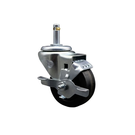 3 Inch Phenolic Wheel Swivel 7/16 Inch Grip Ring Stem Caster with Brake SCC