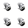 thumbnail image 1 of 3 Inch Phenolic Wheel Swivel Bolt Hole Caster Set with Brake Service Caster, 1 of 2