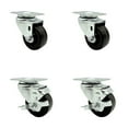 thumbnail image 1 of 3 Inch Phenolic Wheel Swivel Top Plate Caster Set with 2 Brakes Service Caster, 1 of 2