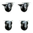 thumbnail image 1 of 3 Inch Phenolic Wheel Swivel Top Plate Caster Set with 2 Posi Brakes 2 Rigid SCC, 1 of 2