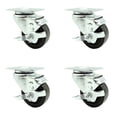 thumbnail image 1 of 3 Inch Phenolic Wheel Swivel Top Plate Caster Set with Brake Service Caster, 1 of 2