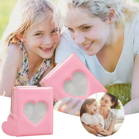 3 Inch Photocard Holder Book Photo Album, 32 Pockets Mini Heart Shape Photocard Binder, Portable Card Album with Heart Pendant for K-Pop Photocard Collection Card Enthusiasts
