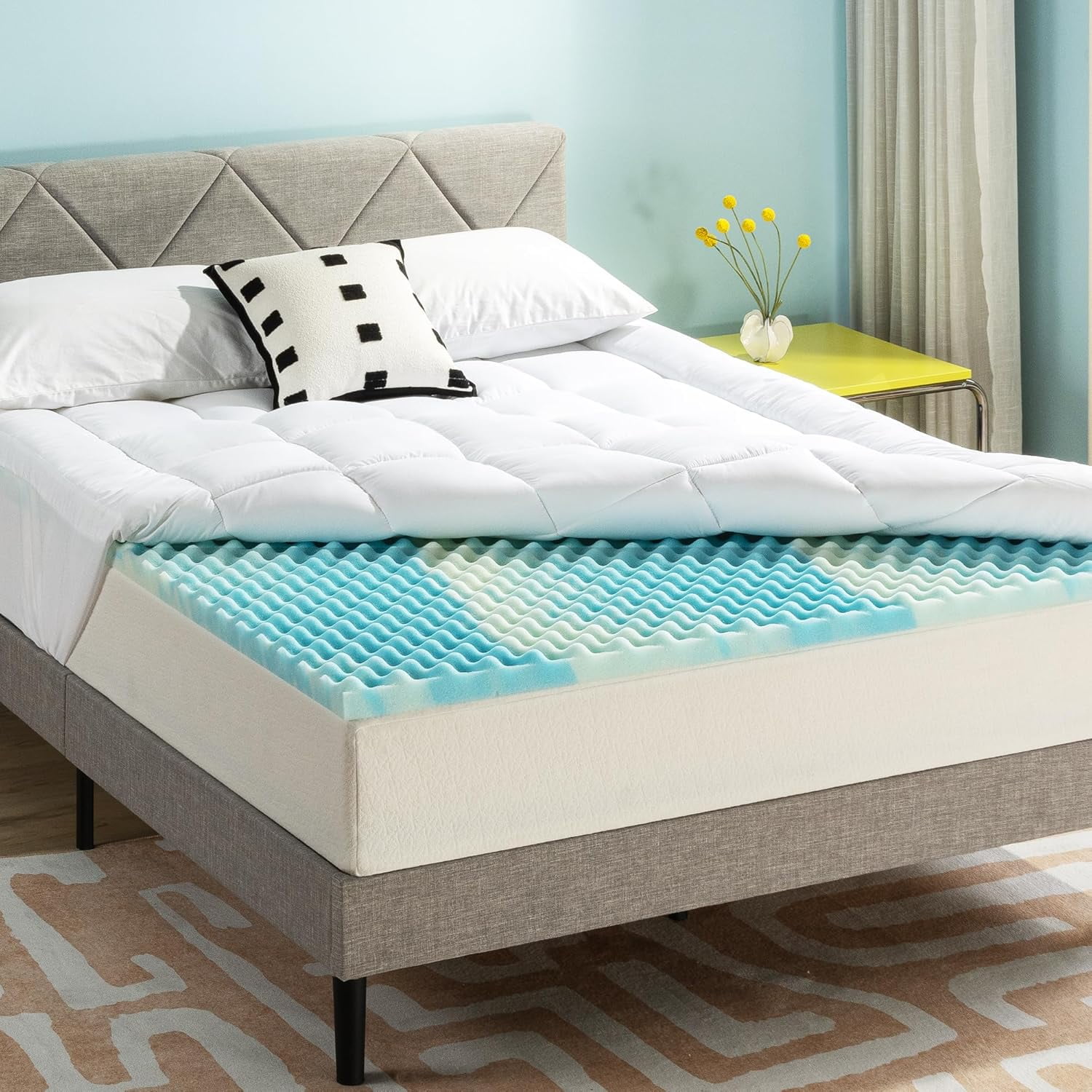 3 Inch Pillowtop Mattress Topper and Pad Combo, 2 Inch Egg Crate Foam ...