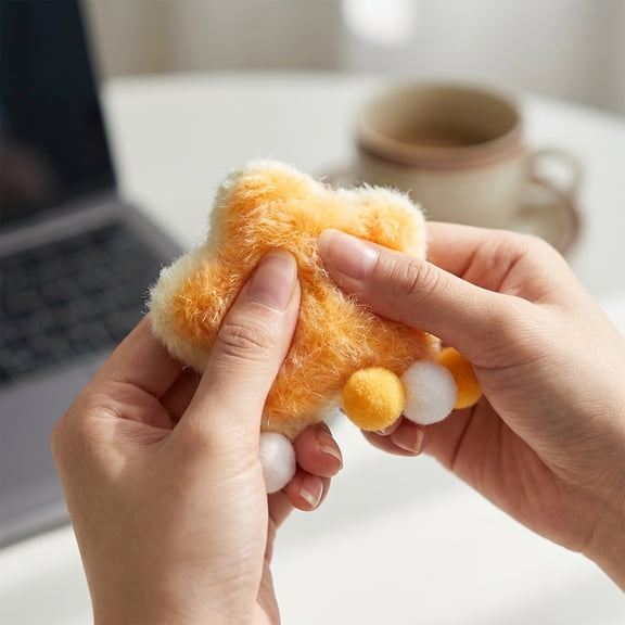 3 Inch Plush Star Squeeze Sensory Object for Stress Relief and Anxiety with Slow Rising Soft Touch Texture for Desk and Office Relaxation, Orange