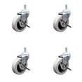 thumbnail image 1 of 3 Inch Polyurethane Wheel 3/8 Threaded Stem Caster Set with Brakes Set of 4 SCC, 1 of 2