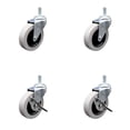 thumbnail image 1 of 3 Inch Polyurethane Wheel 5/16 Inch Threaded Stem Caster Set with 2 Brakes SCC, 1 of 2