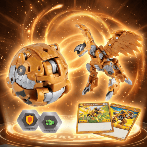 3-Inch Pyraviann Transforming Battle Figure, Character Collection Trading Card Game Set