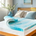thumbnail image 1 of 3 Inch Queen Size Memory Foam Mattress Topper, Cooling Gel Infused Mattress Pad, Pressure Relief ,CertiPUR-US Certified - Blue, 1 of 8