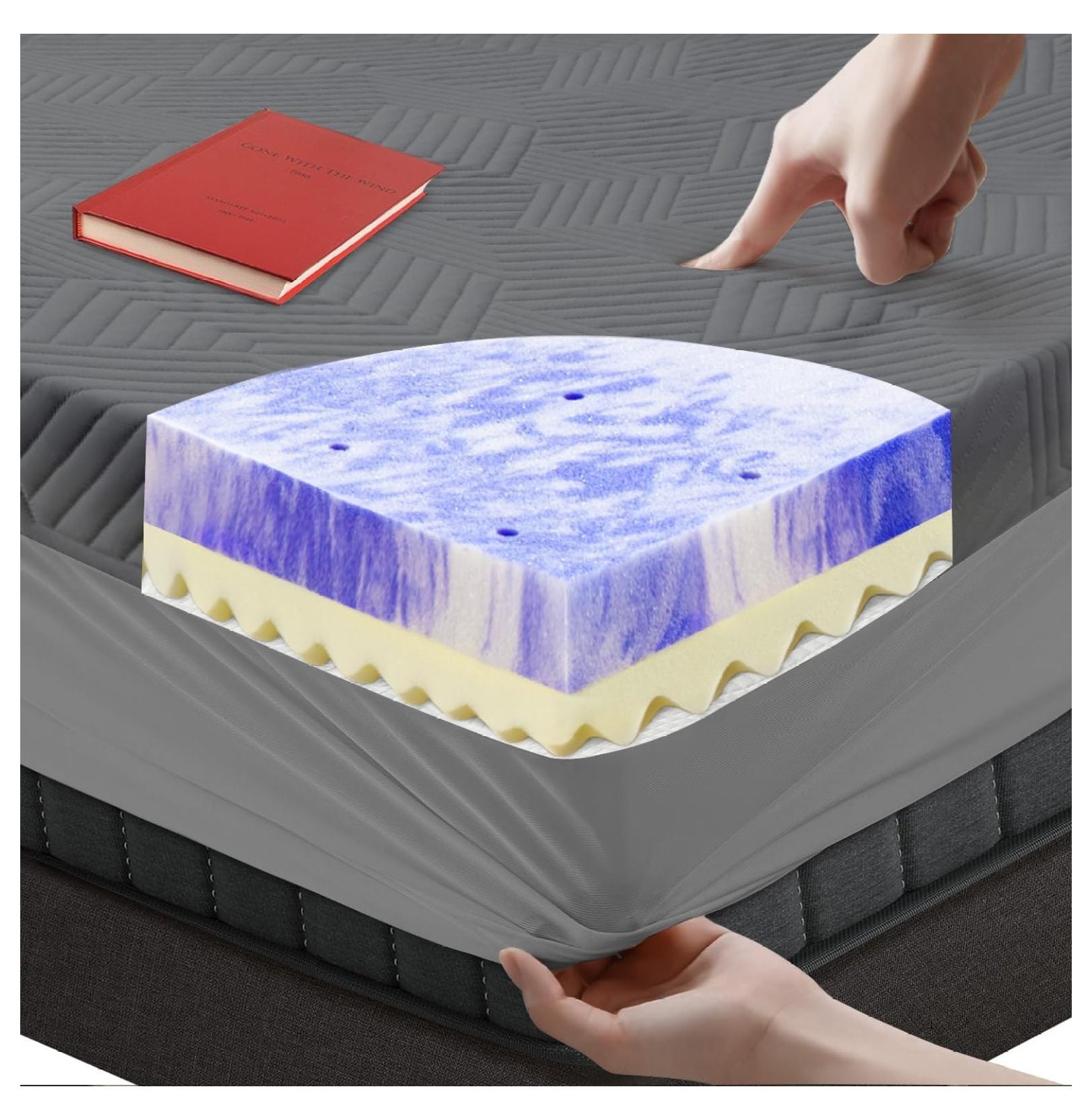 3 Inch Queen Memory Foam Mattress Topper, Ventilated Foam Topper with