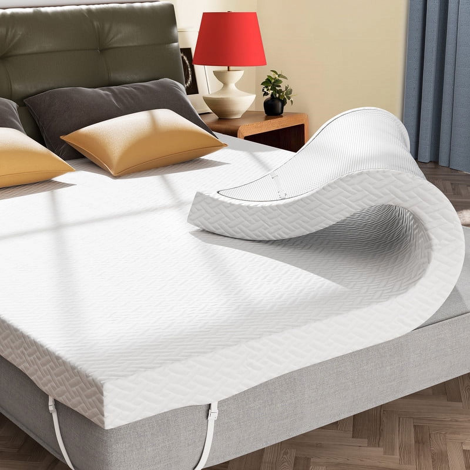 3 Inch Memory Foam Mattress Topper Queen Size Breathable Gel Memory Foam Cooling Mattress Topper Mattress Pad Cover for Back Pain Bed Topper with Washable Cover