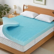 3 Inch Queen Size Memory Foam Mattress Topper with Cooling Gel Egg Crate Mattresses Top, Cooling Gel, Plush Feel Breathable Pressure Relief Matress Pad