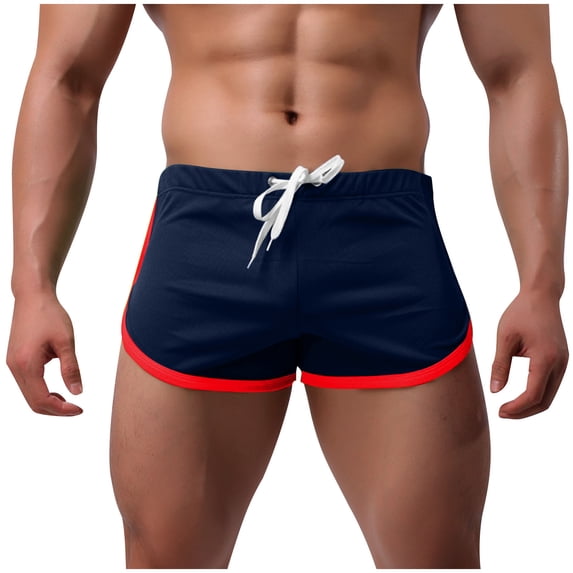 3 Inch Quick Dry Mens Athletic Gym Workout Sports Shorts Cotton Swim Trunks with Drawstring Blue