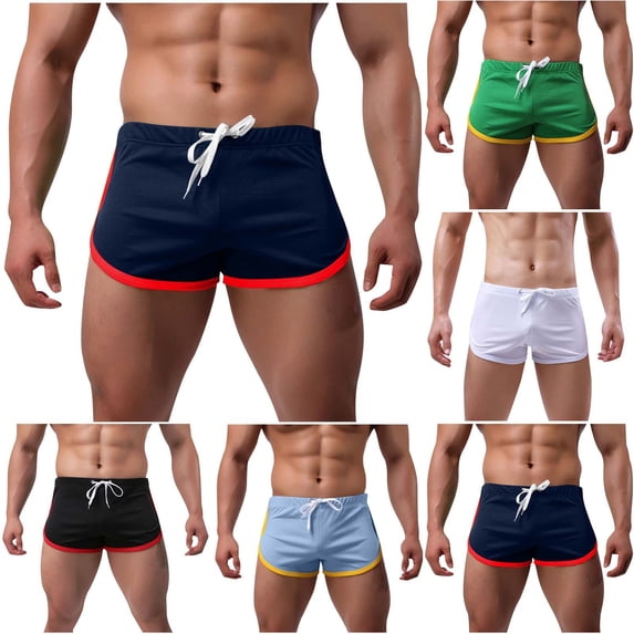 3 Inch Quick Dry Mens Athletic Gym Workout Sports Shorts Cotton Swim Trunks with Drawstring White