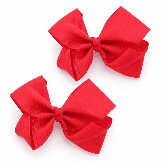 3 Inch Red Grosgrain Hair Bows for Little Girls 2 Pack Kids Hair Clips