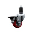 thumbnail image 1 of 3 Inch Red Poly Swivel 1-5/8 Inch Expanding Stem Caster with Brake SCC, 1 of 2