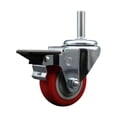 thumbnail image 1 of 3 Inch Red Poly Wheel Swivel 5/8 Inch Threaded Stem Caster with Brake, 1 of 2