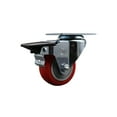 thumbnail image 1 of 3 Inch Red Poly Wheel Swivel Top Plate Caster Posi Brake Service Caster, 1 of 2