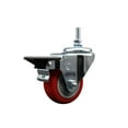 thumbnail image 1 of 3 Inch Red Polyurethane 3/8 Inch Threaded Stem Caster with Brake, 1 of 2