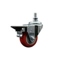 thumbnail image 1 of 3 Inch Red Polyurethane ½ Inch Threaded Stem Caster with Brake, 1 of 2