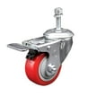 thumbnail image 1 of 3 Inch Red Polyurethane Swivel 3/8 Inch Stem Caster with Total Lock Brake SCC, 1 of 2