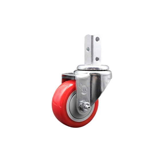 3 Inch Red Polyurethane Wheel Swivel 7/8 Inch Square Stem Caster SCC