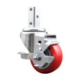 thumbnail image 1 of 3 Inch Red Polyurethane Wheel Swivel 7/8 Inch Square Stem Caster with Brake, 1 of 2