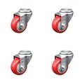 thumbnail image 1 of 3 Inch Red Polyurethane Wheel Swivel Bolt Hole Caster Set Service Caster, 1 of 2
