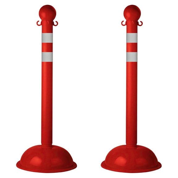 3 Inch Red Reflective Heavy Duty Stanchion (2 Pk)