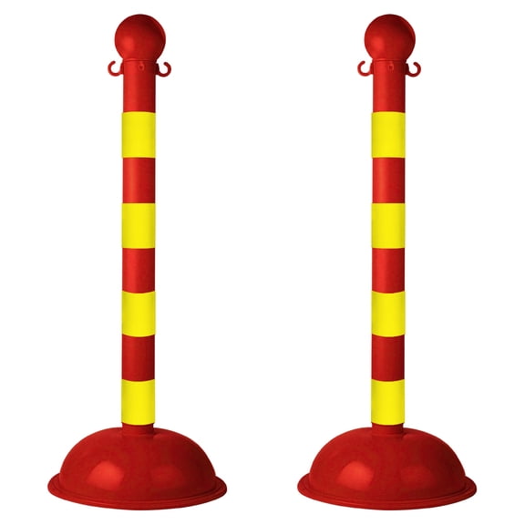 3 Inch Red/Yellow Heavy Duty Stanchion (2 Pk)