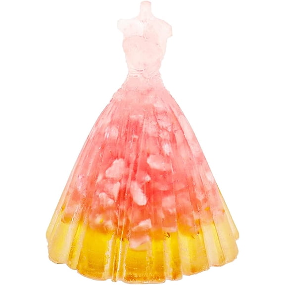 3 Inch Resin Crystal Crushed Stone Elegant Dress Figurine Mini Romantic Crystal Carved Princess Dress Statue Ornament for Home Desktop Decor Birthday Valentine (Rose Quartz)