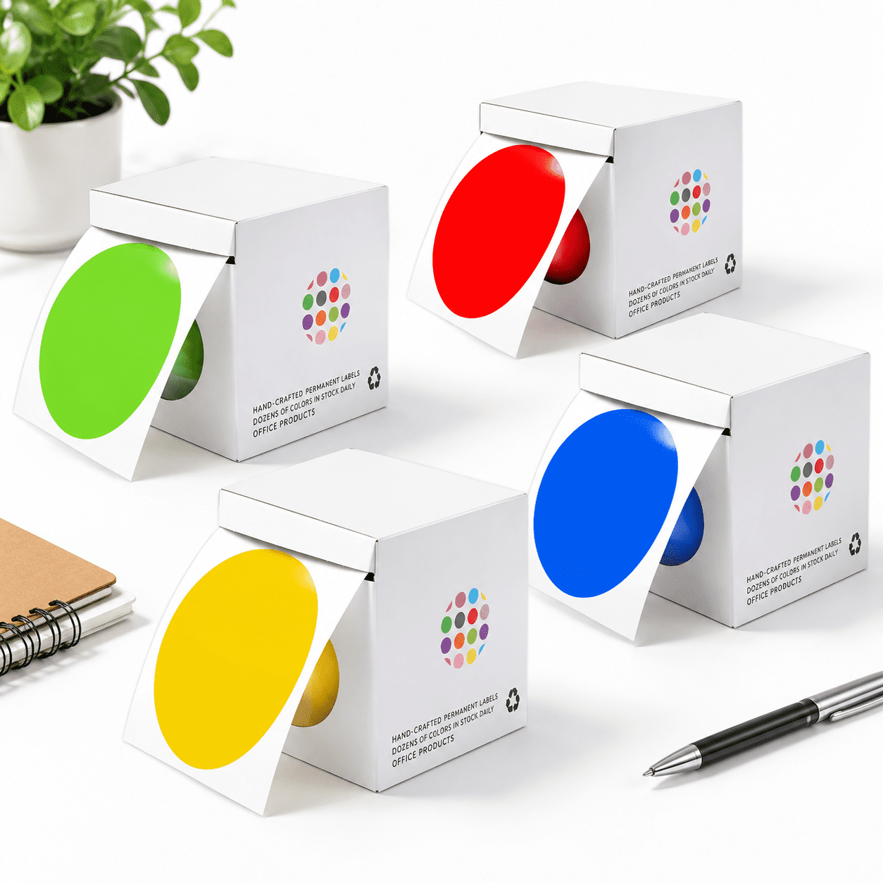 3 Inch Round Color-Code Circle Dot Sticker Label, 4 Colors, 4 Rolls ...