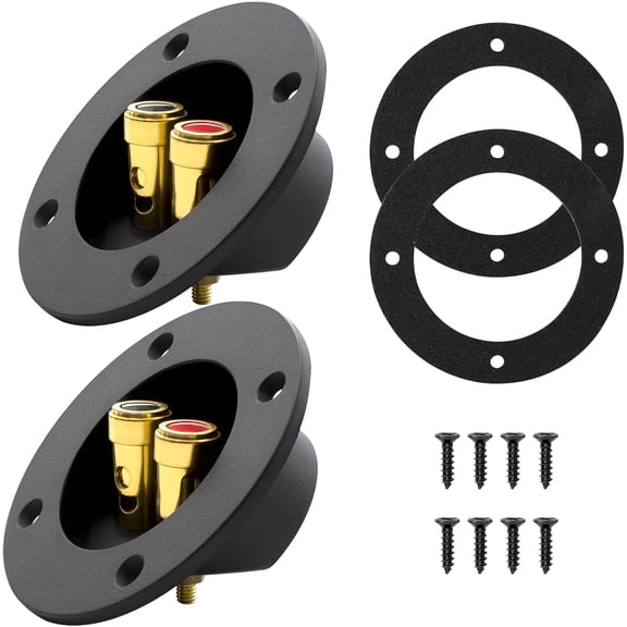 Makerele 2 Pcs Black 2-Way Subwoofer Box Terminal Banana Plugs 3 Inch Screw-Type Binding Posts,Sub Box Terminals for Passive Home/Car Audio Systems
