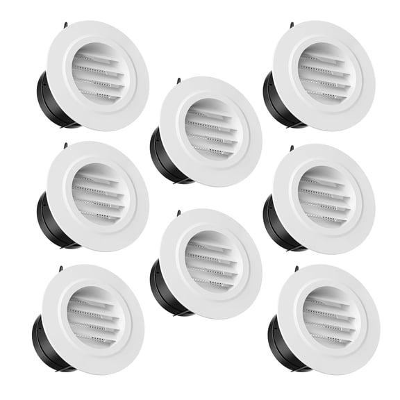 3 Inch Round Soffit Vent Cover 8-Pack White Built-In Screen HVAC Ventilation