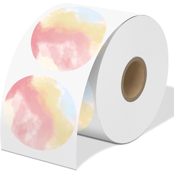 3 Inch Round Thermal Labels, Color Thermal Sticker Label for Logo Design, Name/Price Tag, Thanks Card, QR Code, Compatible with MUNBYN, Phomemo, JADENS Thermal Shipping Label Printers, 500 LabelsRoll