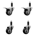 thumbnail image 1 of 3 Inch SS Black Poly Swivel 1-1/8 Inch Expanding Stem Caster Set 2 Brakes, 1 of 2
