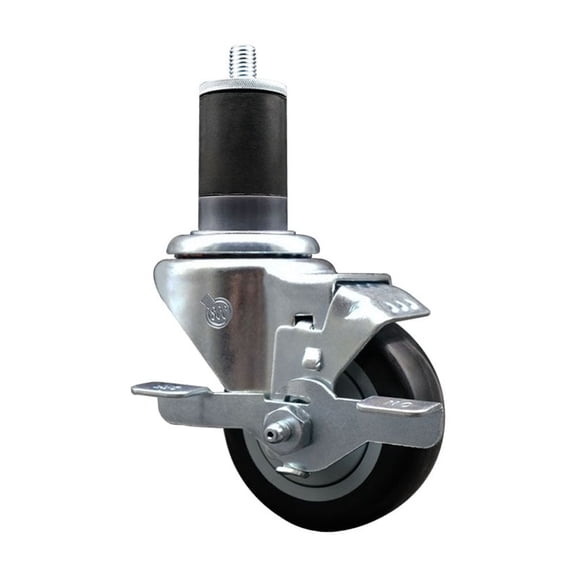 3 Inch SS Black Poly Swivel 1-5/8 Inch Expanding Stem Caster with Brake SCC
