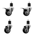 thumbnail image 1 of 3 Inch SS Black Poly Swivel 1-7/8 Inch Expanding Stem Caster Set 2 Brakes, 1 of 2