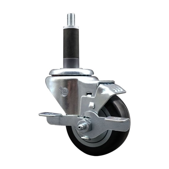 3 Inch Black Poly Swivel 1 Inch Expanding Stem Caster with Brake SCC