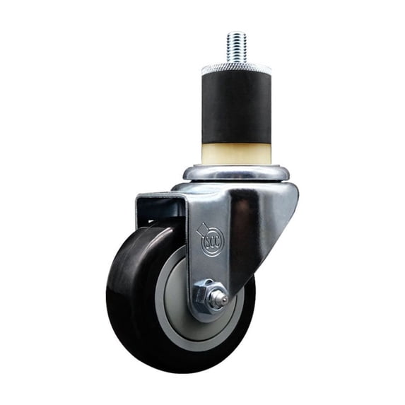3 Inch SS Black Poly Wheel Swivel 1-7/8 Inch Expanding Stem Caster SCC