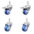 thumbnail image 1 of 3 Inch SS Blue Poly Swivel 10mm Threaded Stem Caster Set 2 Total Lock Brake, 1 of 2
