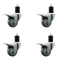 thumbnail image 1 of 3 Inch SS Gray Poly Swivel 1-3/4 Inch Expanding Stem Caster Set Total Lock Brake, 1 of 2