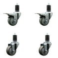 thumbnail image 1 of 3 Inch SS Gray Poly Swivel 1-5/8 Inch Expanding Stem Caster Set 2 Brakes, 1 of 2